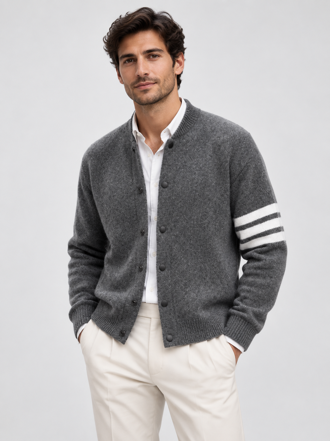 Men's Zip-Up Fine Knit Cardigan