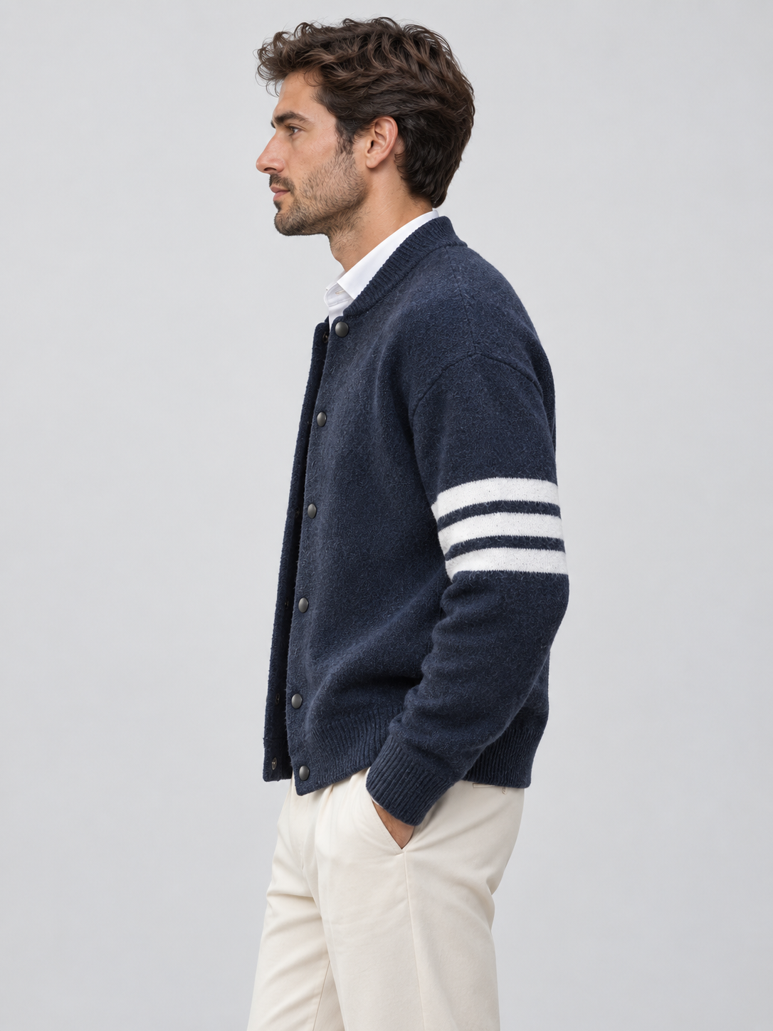 Men's Zip-Up Fine Knit Cardigan