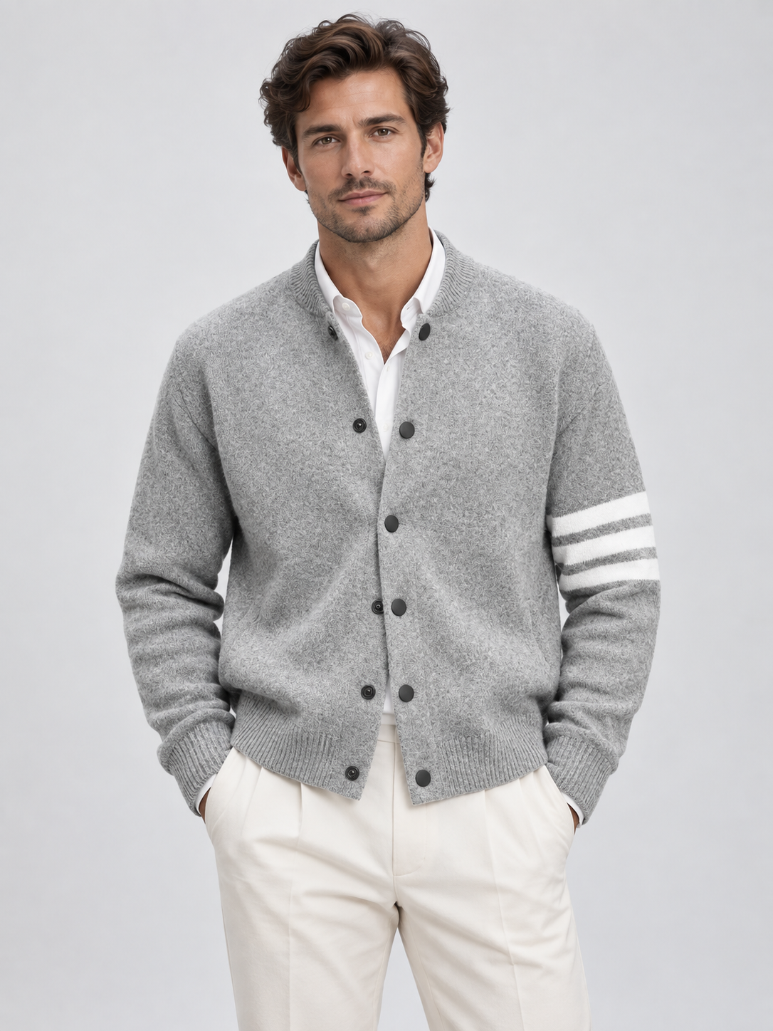 Men's Zip-Up Fine Knit Cardigan