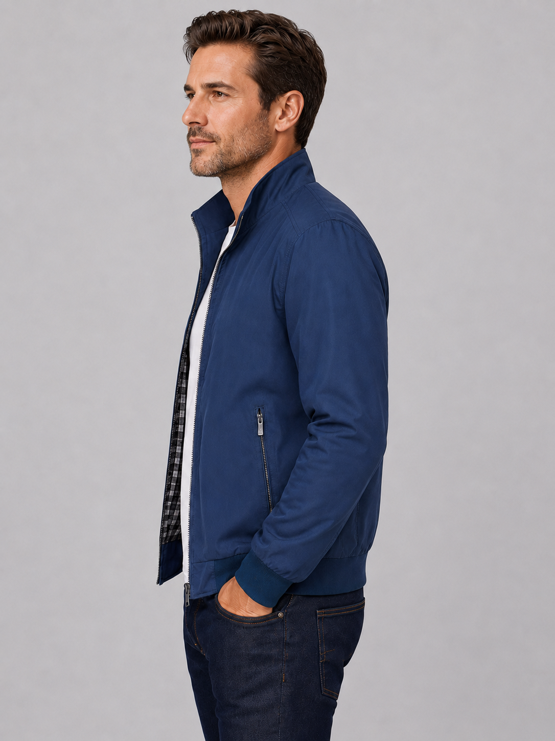 Men’s Zip-Up Jacket with Stand Collar