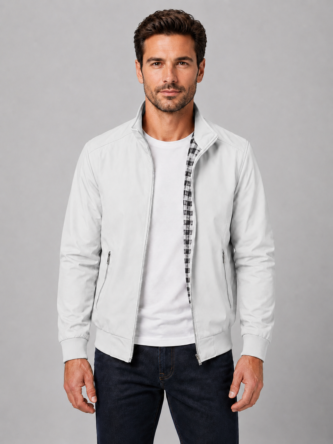 Men’s Zip-Up Jacket with Stand Collar