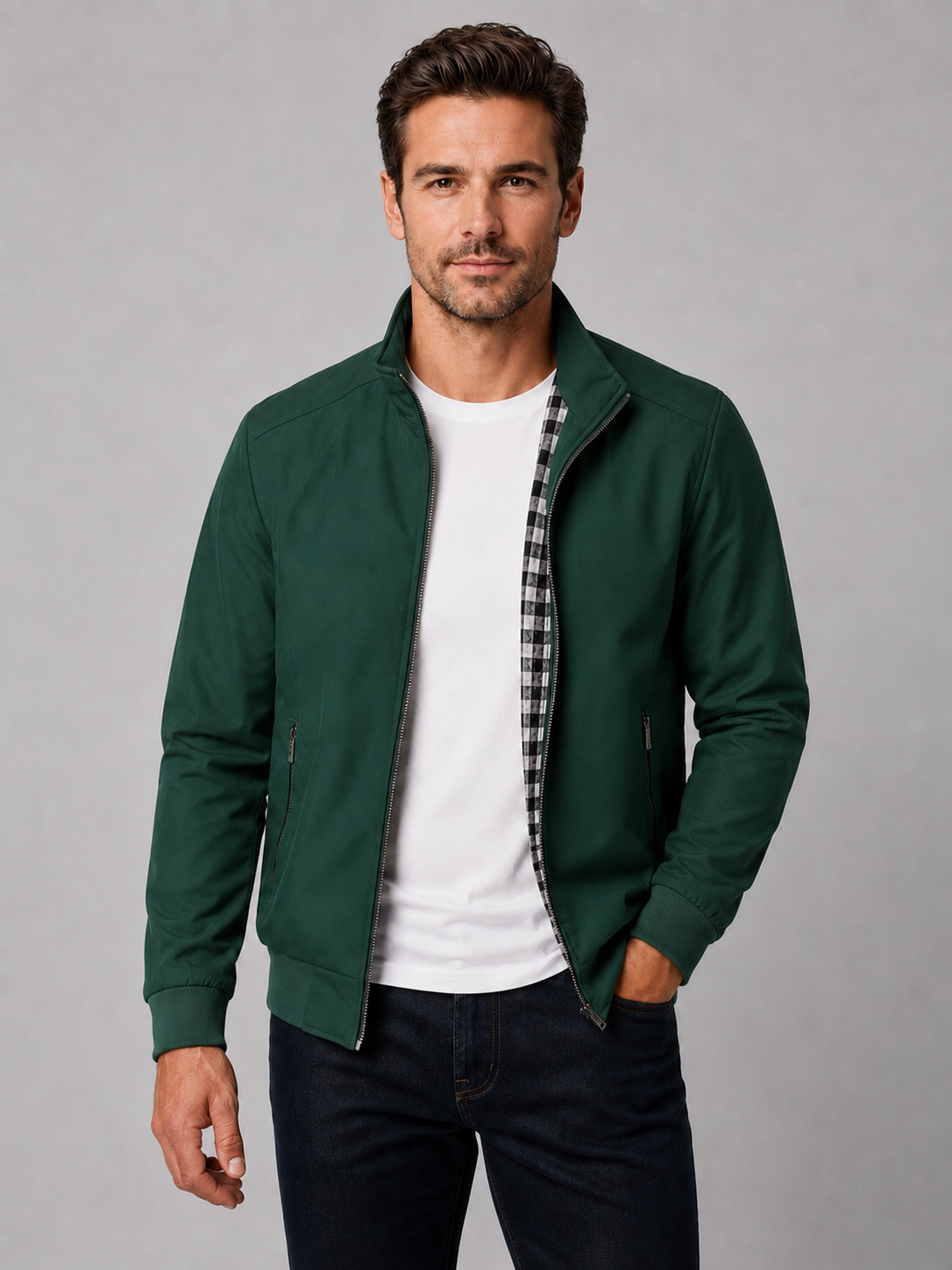 Men’s Zip-Up Jacket with Stand Collar