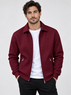 Men's Zip-Up Long-Sleeve Casual Jacket with Side Pockets