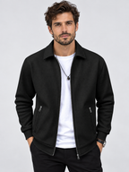 Men's Zip-Up Long-Sleeve Casual Jacket with Side Pockets