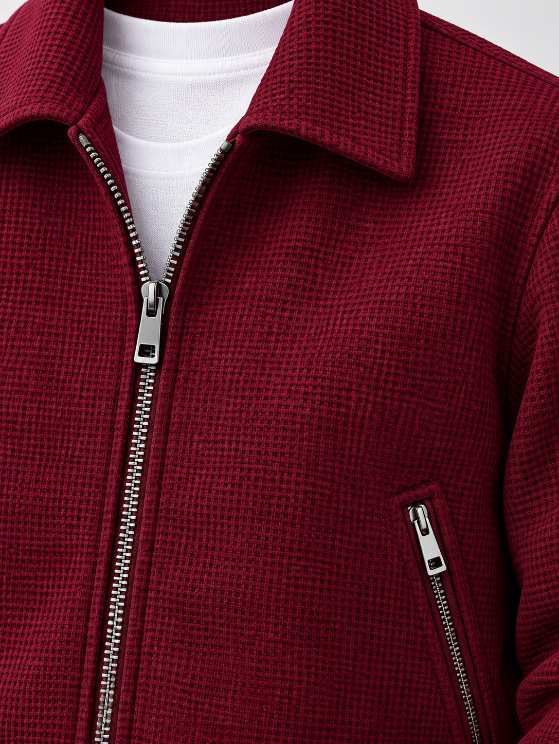 Men's Zip-Up Long-Sleeve Casual Jacket with Side Pockets