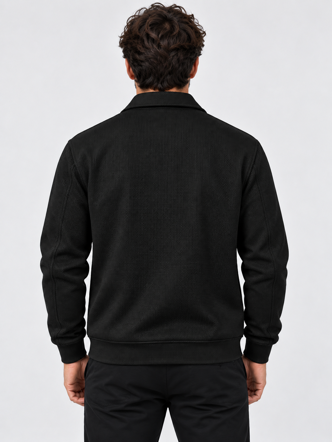 Men's Zip-Up Long-Sleeve Casual Jacket with Side Pockets