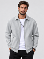 Men's Zip-Up Long-Sleeve Casual Jacket with Side Pockets