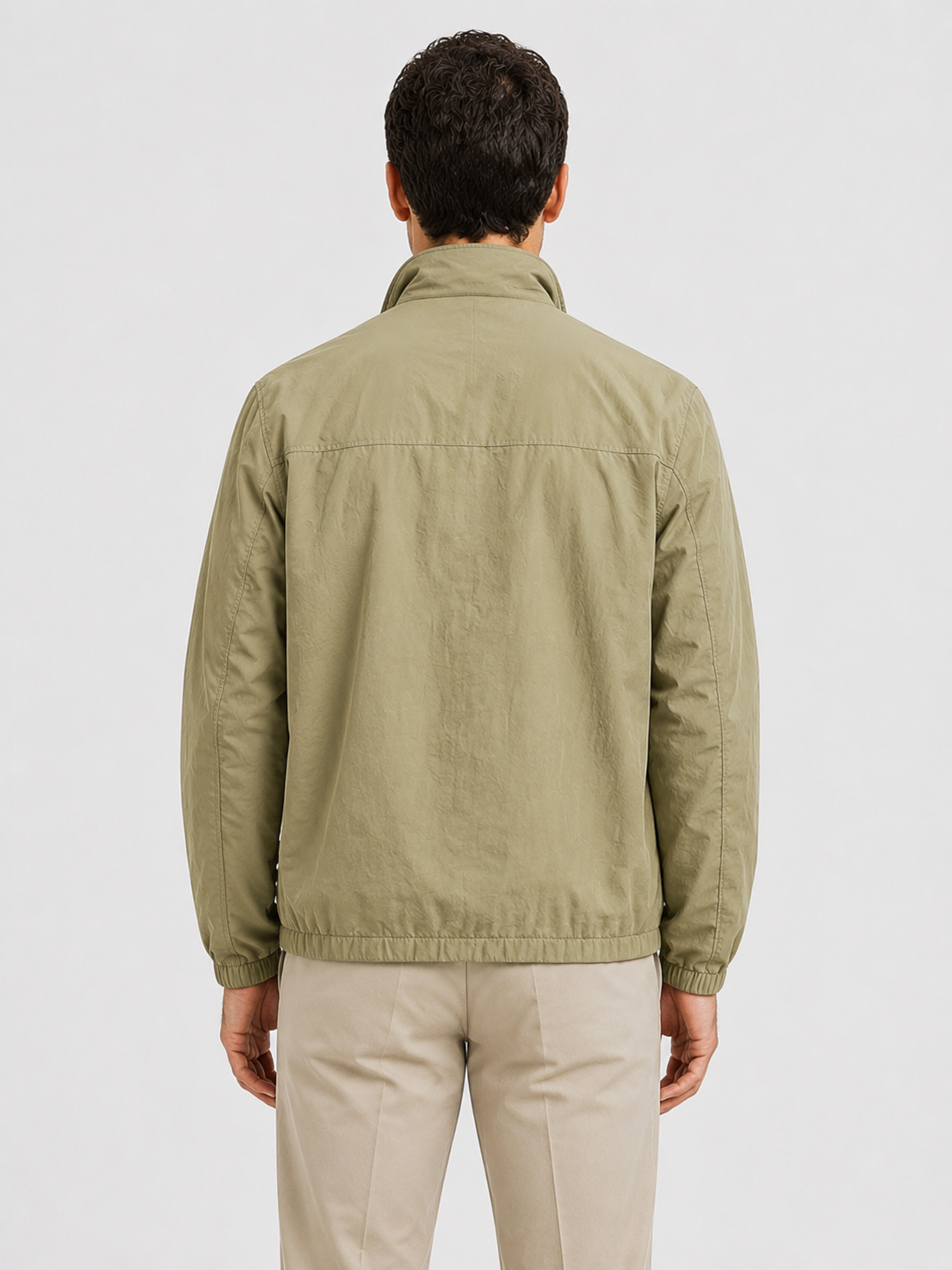 Men’s Zip-Up Windbreaker with Stand Collar