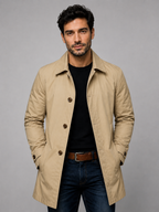 Men’s Button-Front Coat with Point Collar