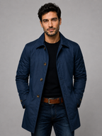 Men’s Button-Front Coat with Point Collar
