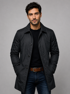 Men’s Button-Front Coat with Point Collar