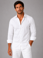 Men’s Button-Front Shirt with Long Sleeves