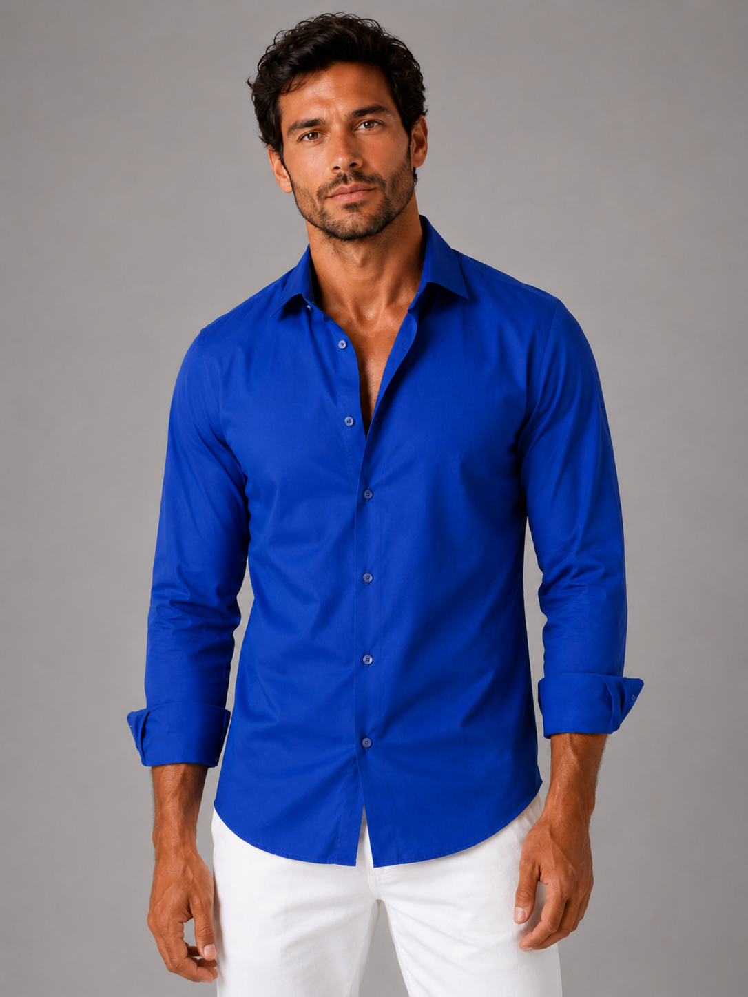 Men’s Button-Front Shirt with Long Sleeves