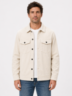 Men’s Button Front Shirt Jacket with Chest Pockets