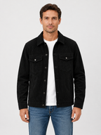 Men’s Button Front Shirt Jacket with Chest Pockets