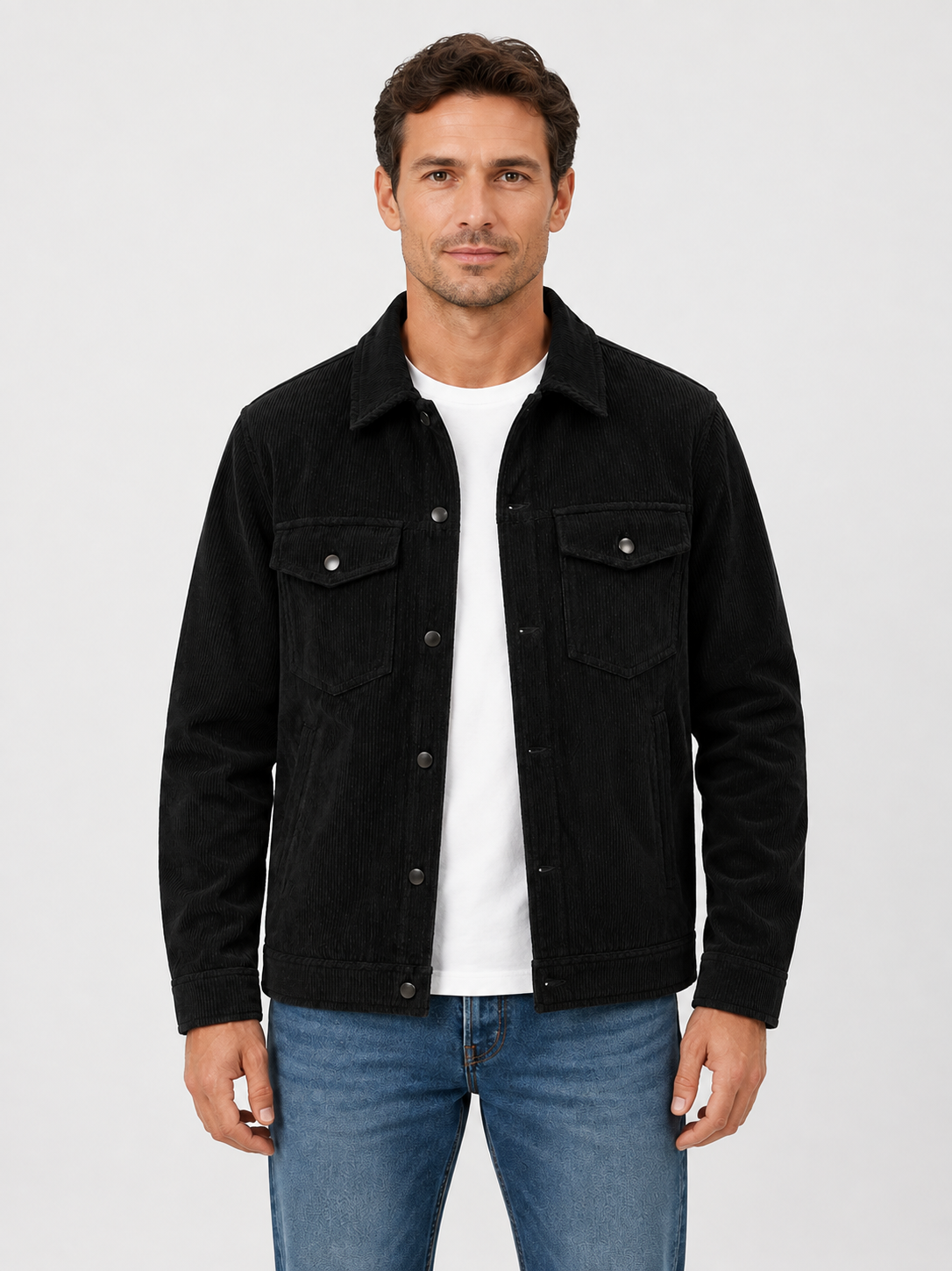 Men’s Button Front Shirt Jacket with Chest Pockets