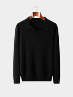 Men’s Buttonless Polo Collar Knit Jumper with Long Sleeves