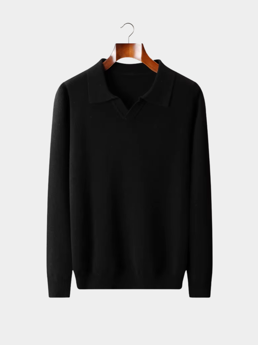 Men’s Buttonless Polo Collar Knit Jumper with Long Sleeves