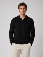Men’s Buttonless Polo Collar Knit Jumper with Long Sleeves