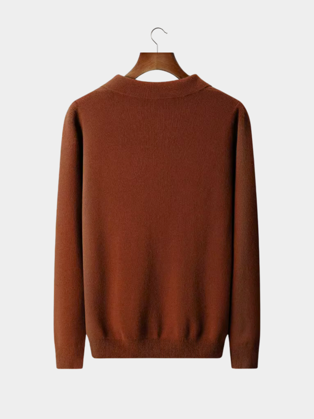 Men’s Buttonless Polo Collar Knit Jumper with Long Sleeves
