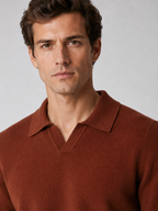 Men’s Buttonless Polo Collar Knit Jumper with Long Sleeves
