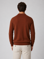 Men’s Buttonless Polo Collar Knit Jumper with Long Sleeves
