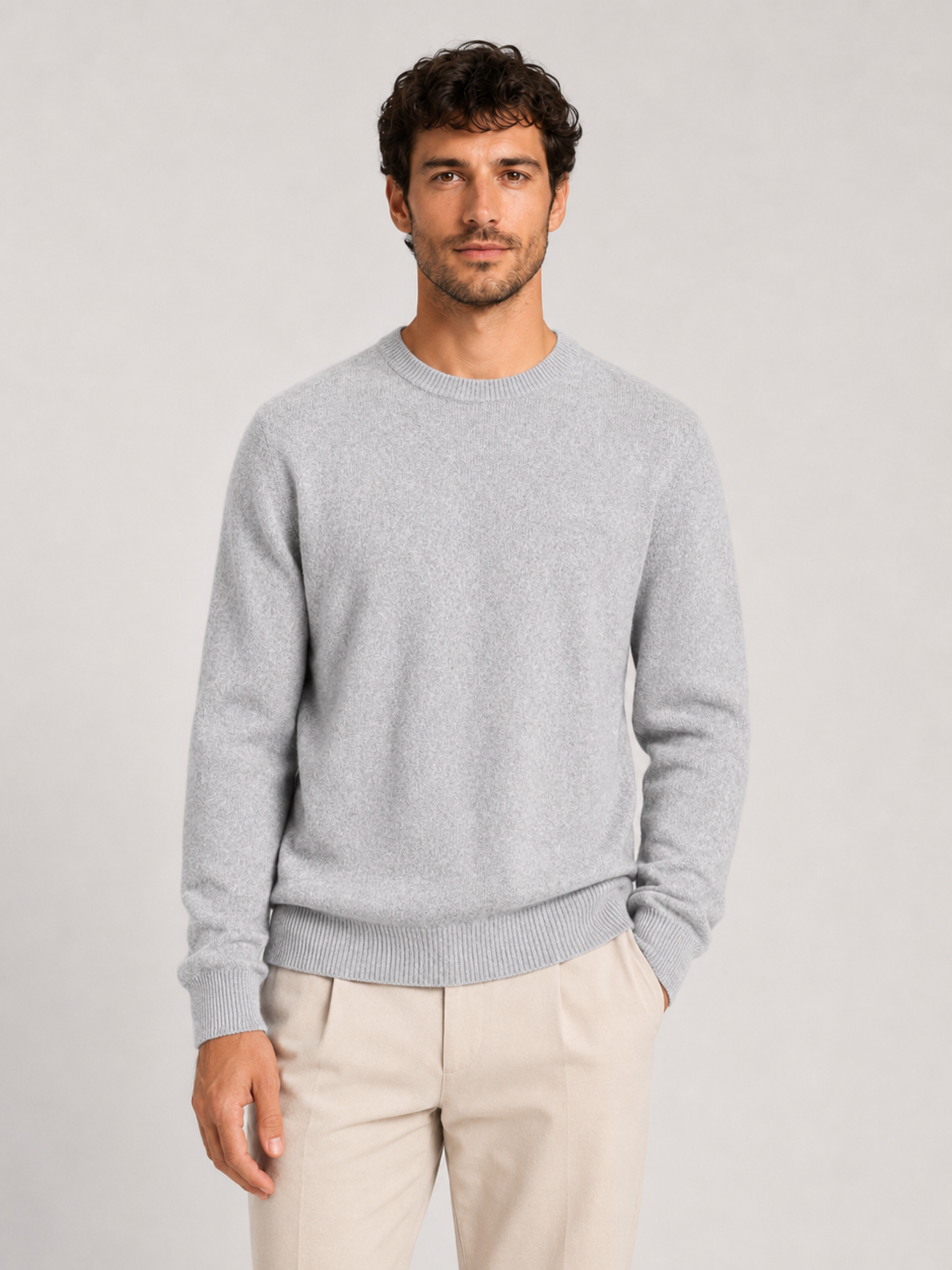 Men’s Crew Neck Knit Jumper with Ribbed Trim