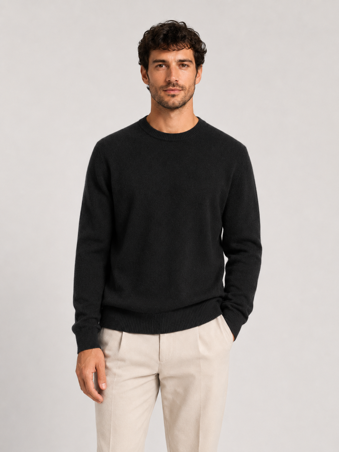 Men’s Crew Neck Knit Jumper with Ribbed Trim
