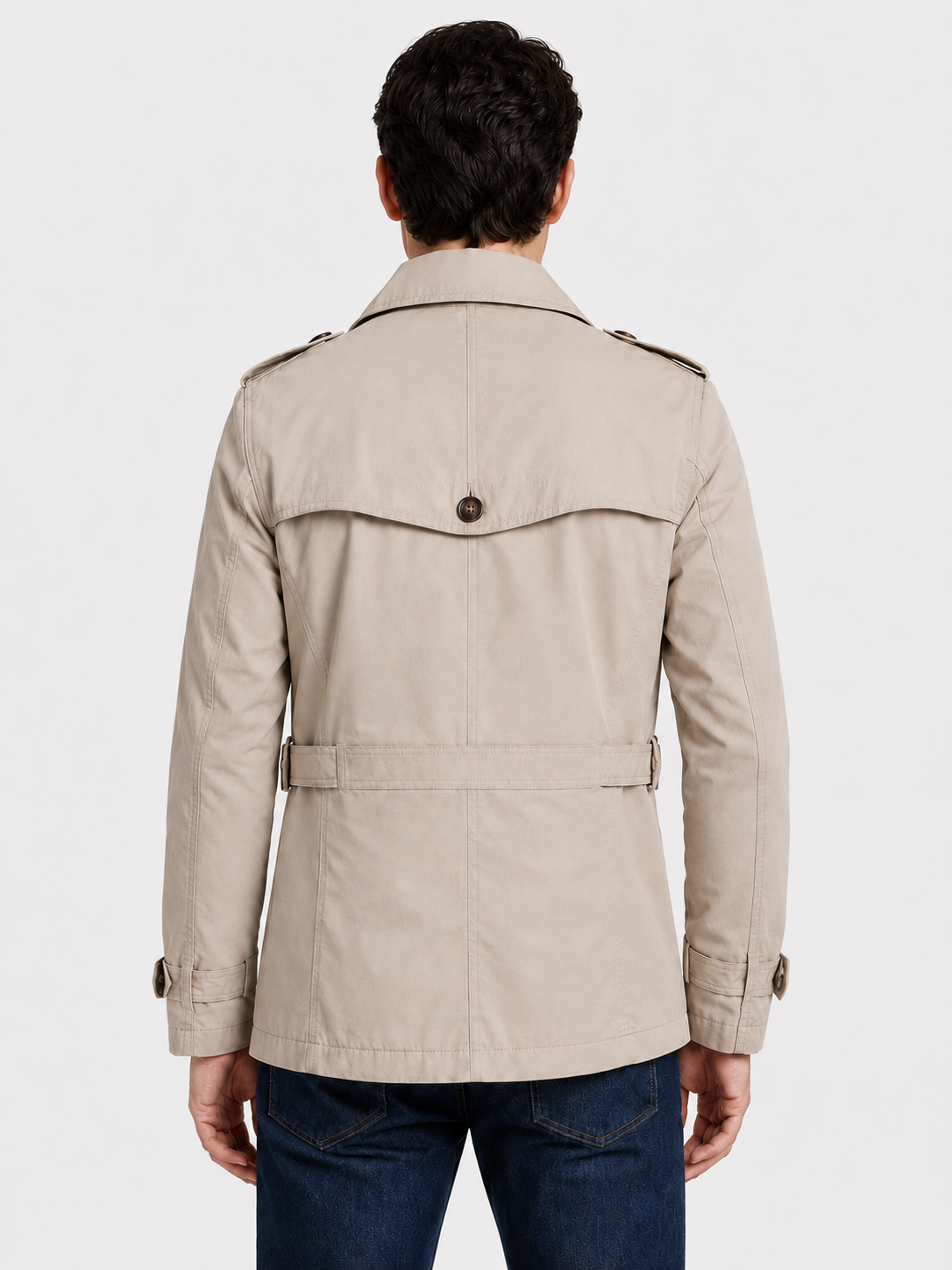 Men’s Double Breasted Trench Coat with Epaulettes