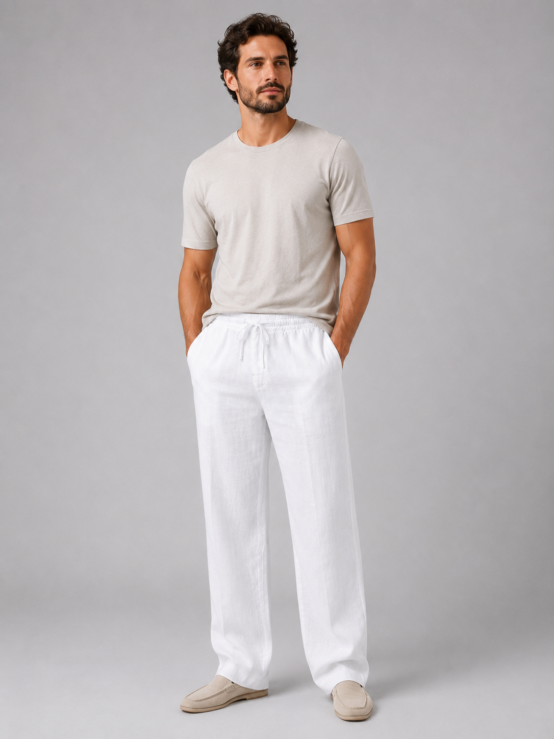 Men’s Drawstring Trousers with Straight-Leg Fit