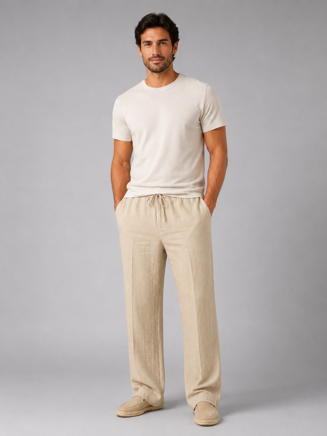 Men’s Drawstring Trousers with Straight-Leg Fit