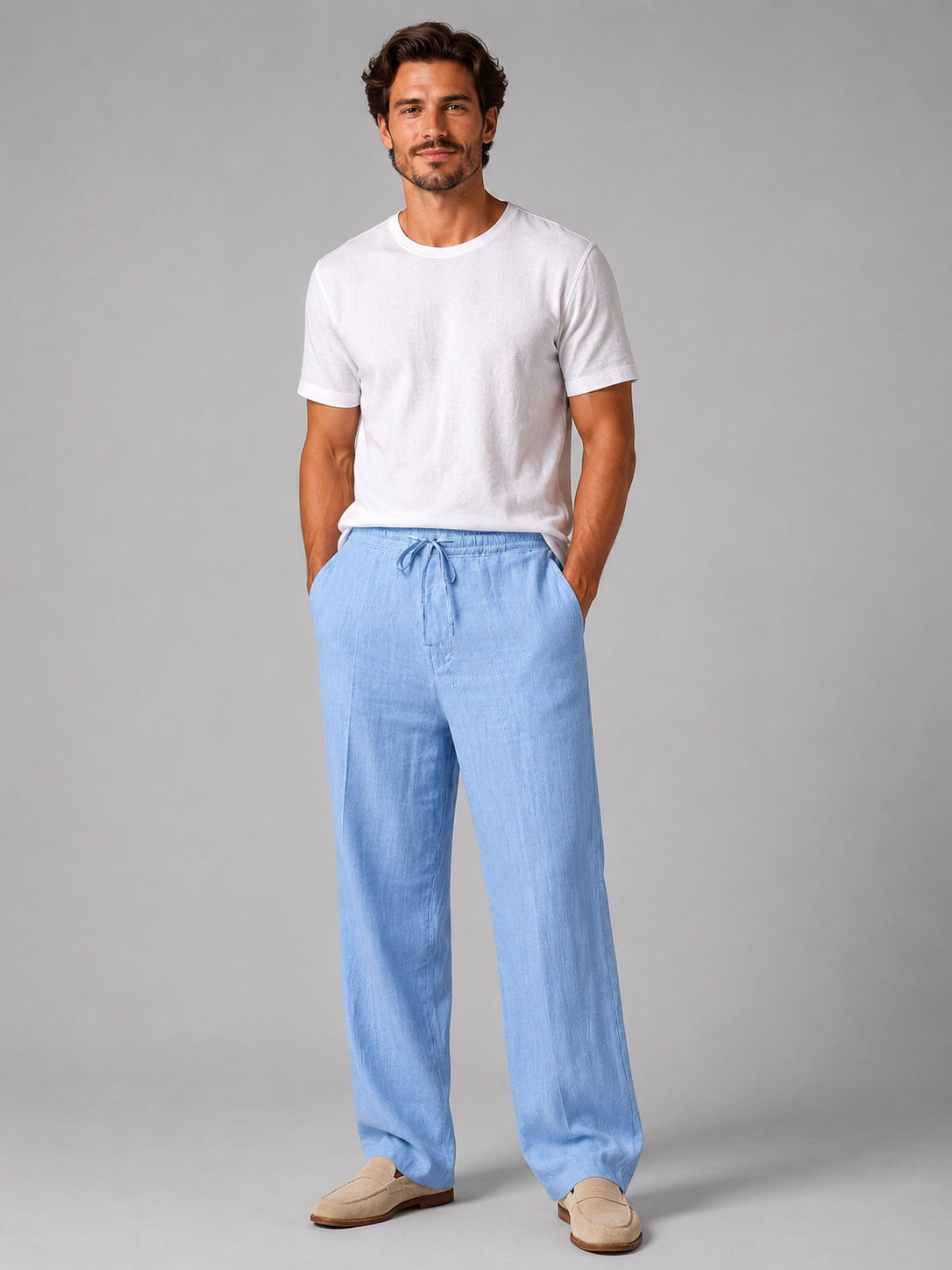 Men’s Drawstring Trousers with Straight-Leg Fit
