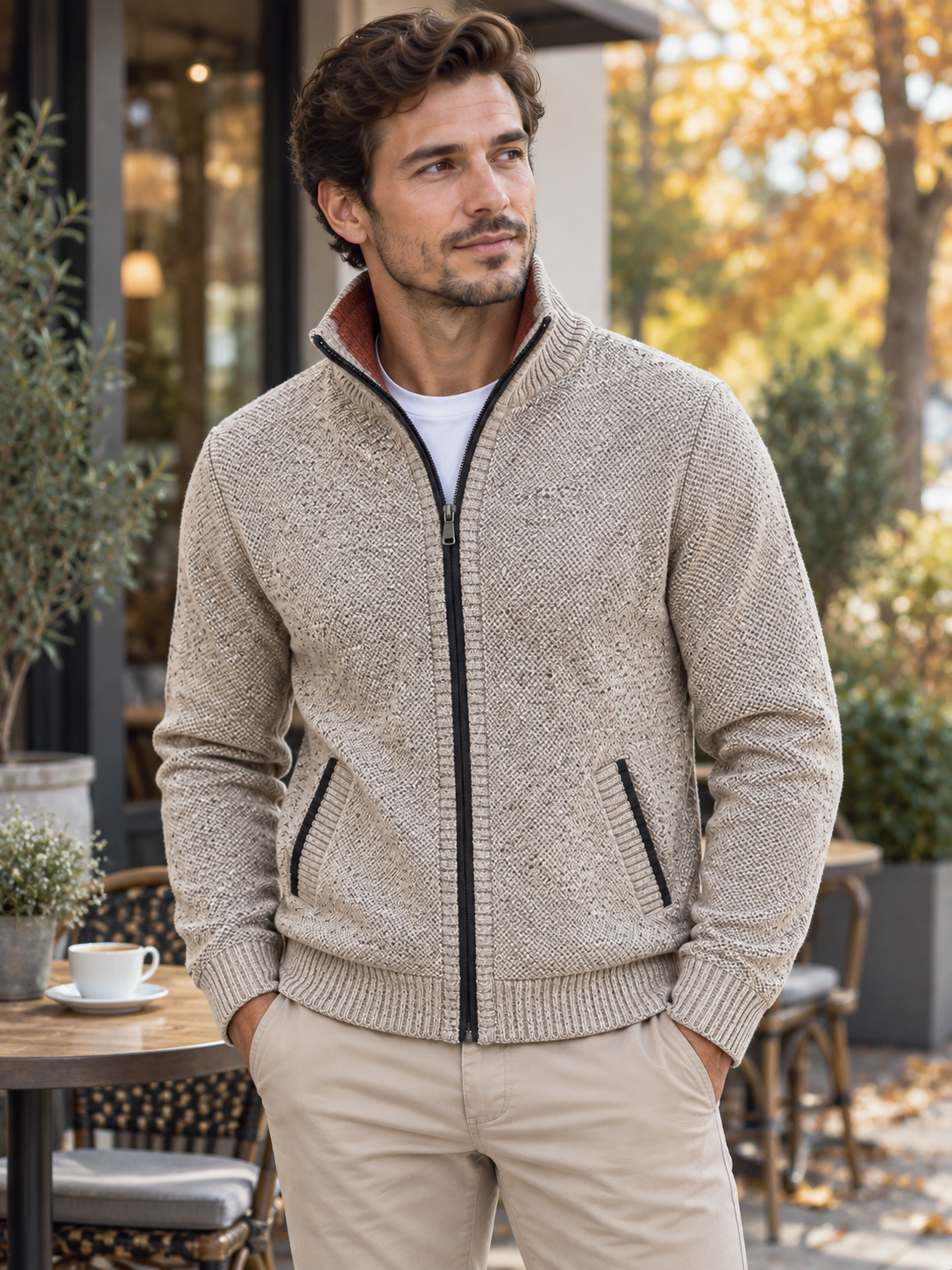 Men's Full-Zip Fleece Knit Cardigan