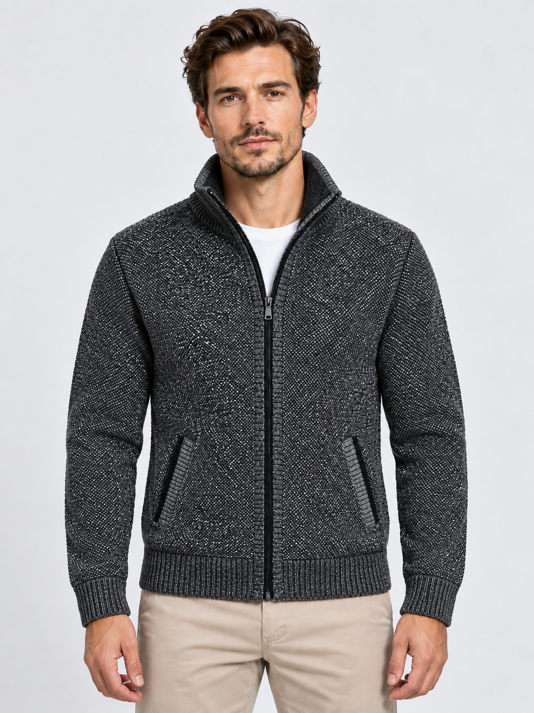 Men's Full-Zip Fleece Knit Cardigan