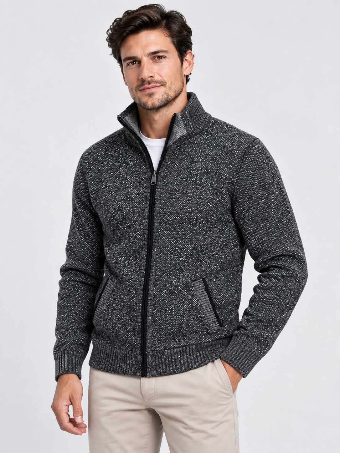 Men's Full-Zip Fleece Knit Cardigan