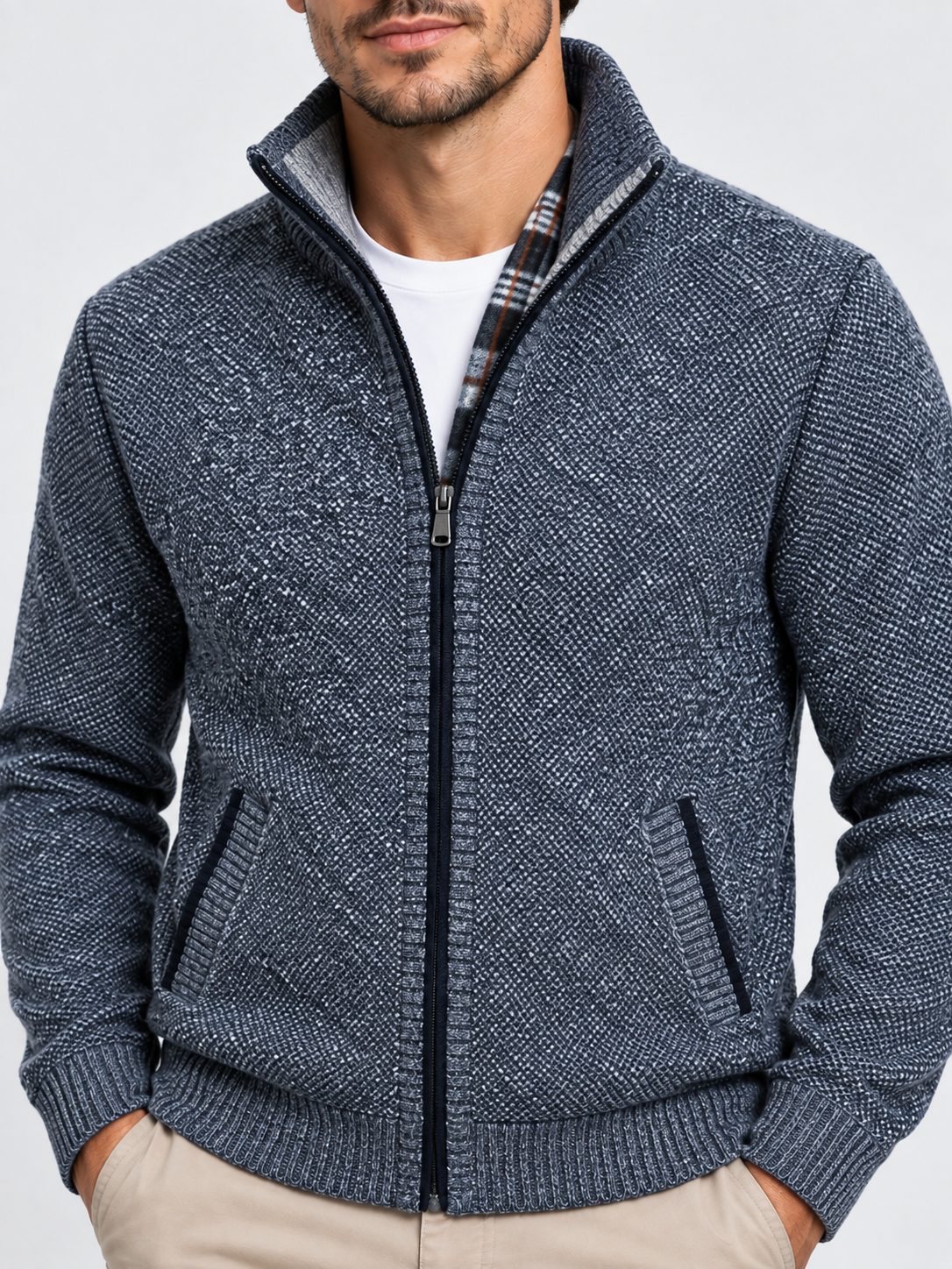 Men's Full-Zip Fleece Knit Cardigan