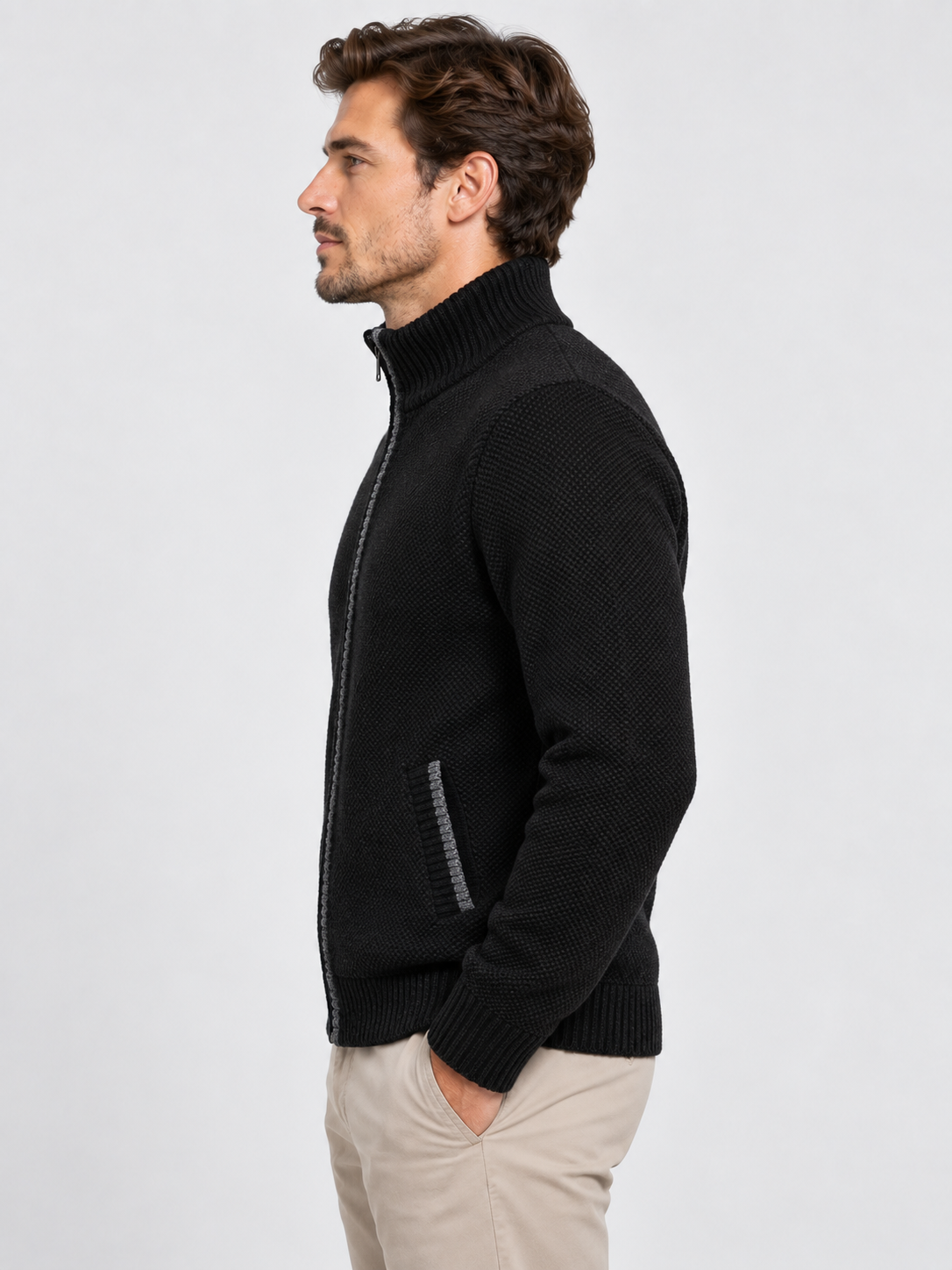 Men's Full-Zip Fleece Knit Cardigan