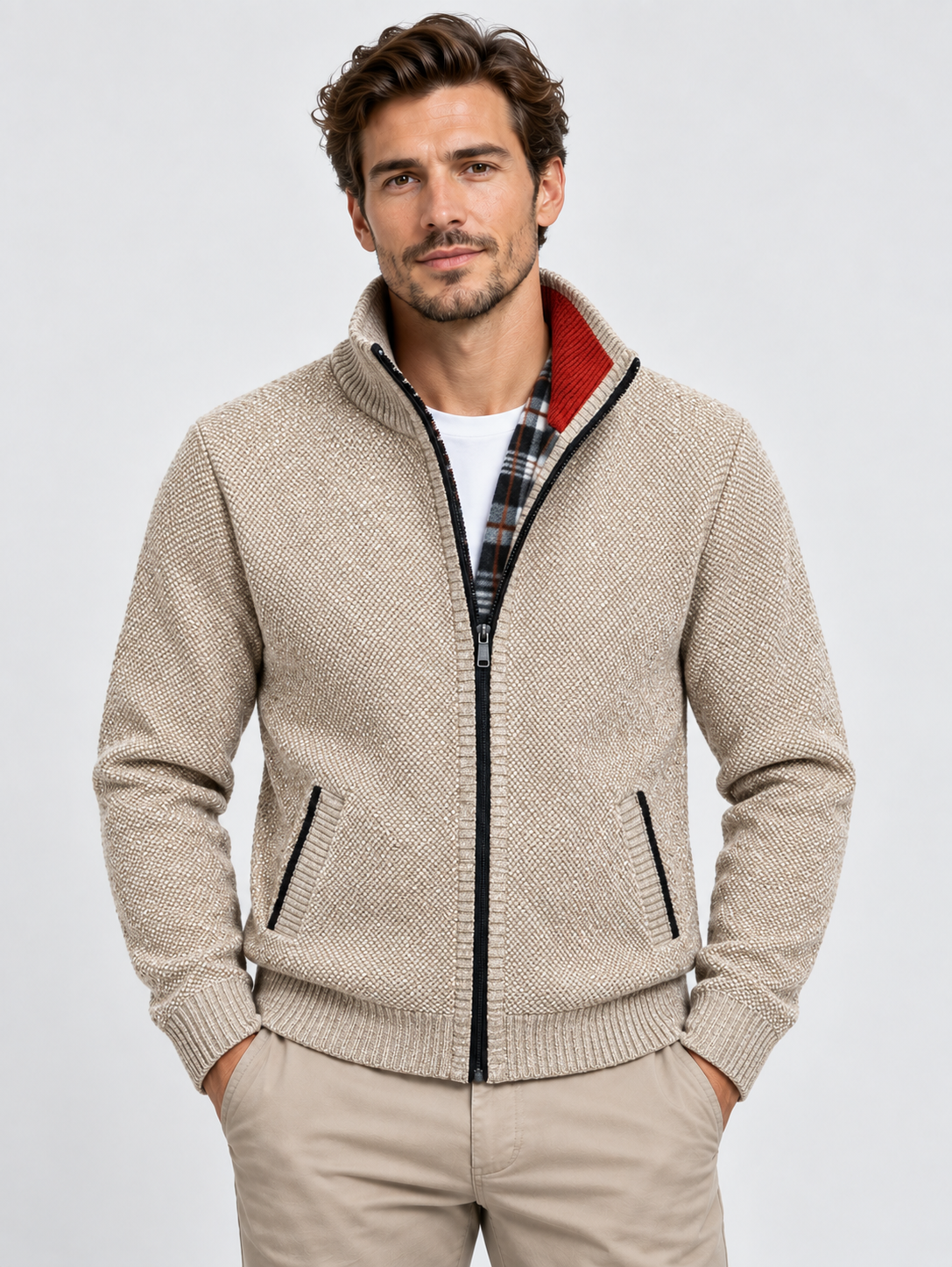Men's Full-Zip Fleece Knit Cardigan