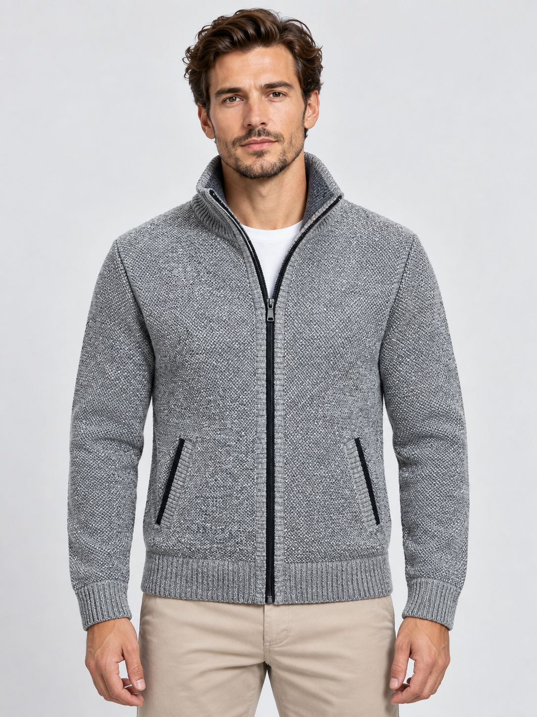 Men's Full-Zip Fleece Knit Cardigan