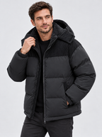 Men's Hooded Full-Zip Jacket with Lined Interior and Side Pockets