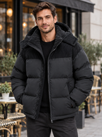 Men's Hooded Full-Zip Jacket with Lined Interior and Side Pockets