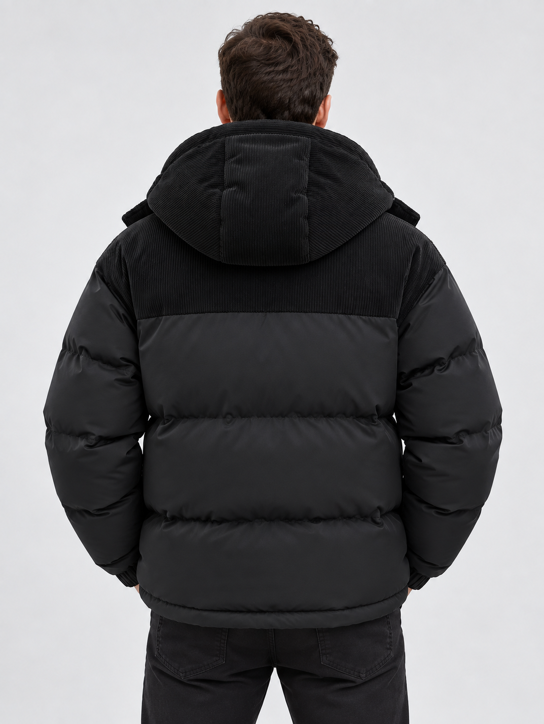 Men's Hooded Full-Zip Jacket with Lined Interior and Side Pockets