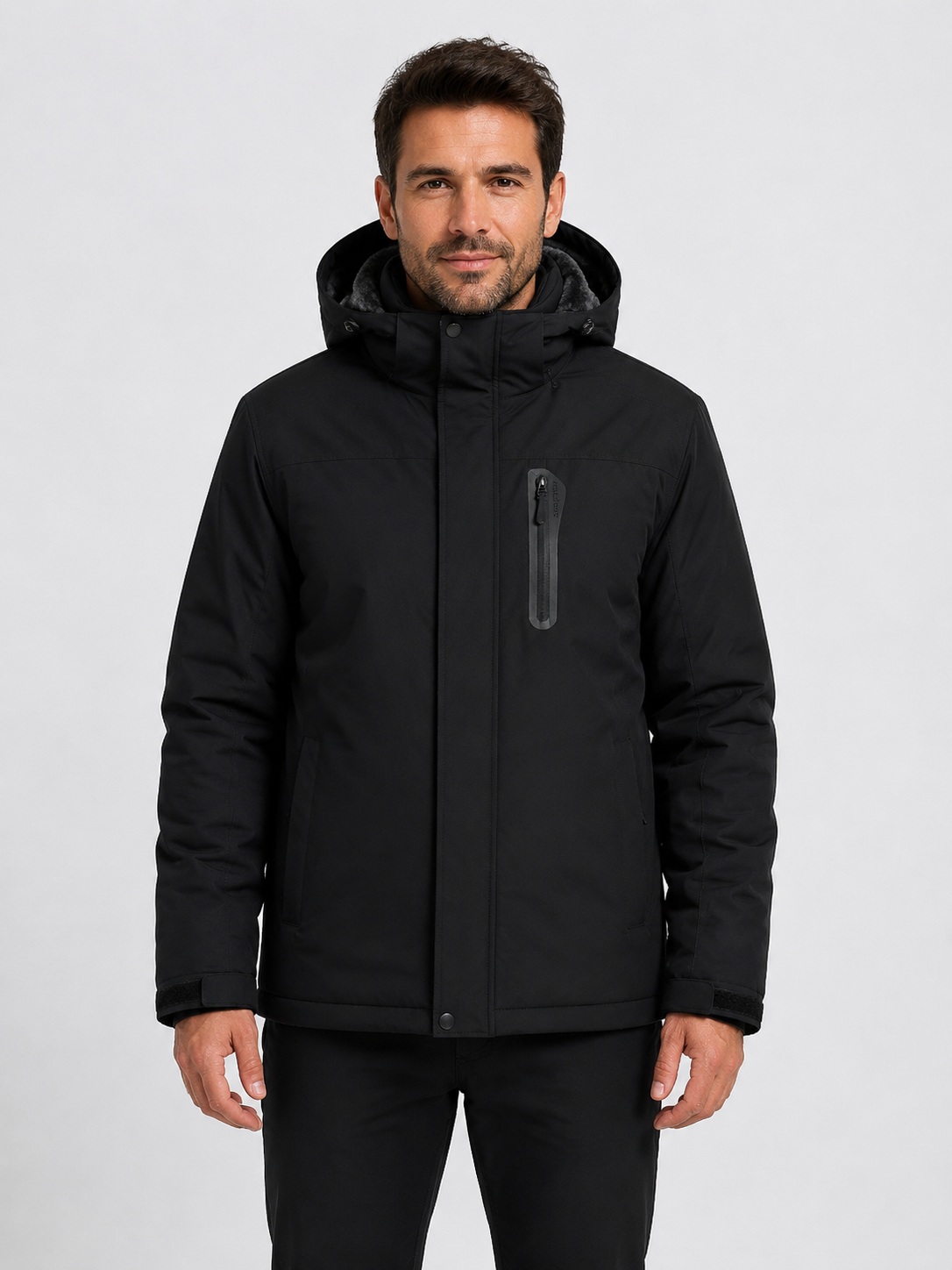 Men’s Hooded Parka Jacket with Textured Lining