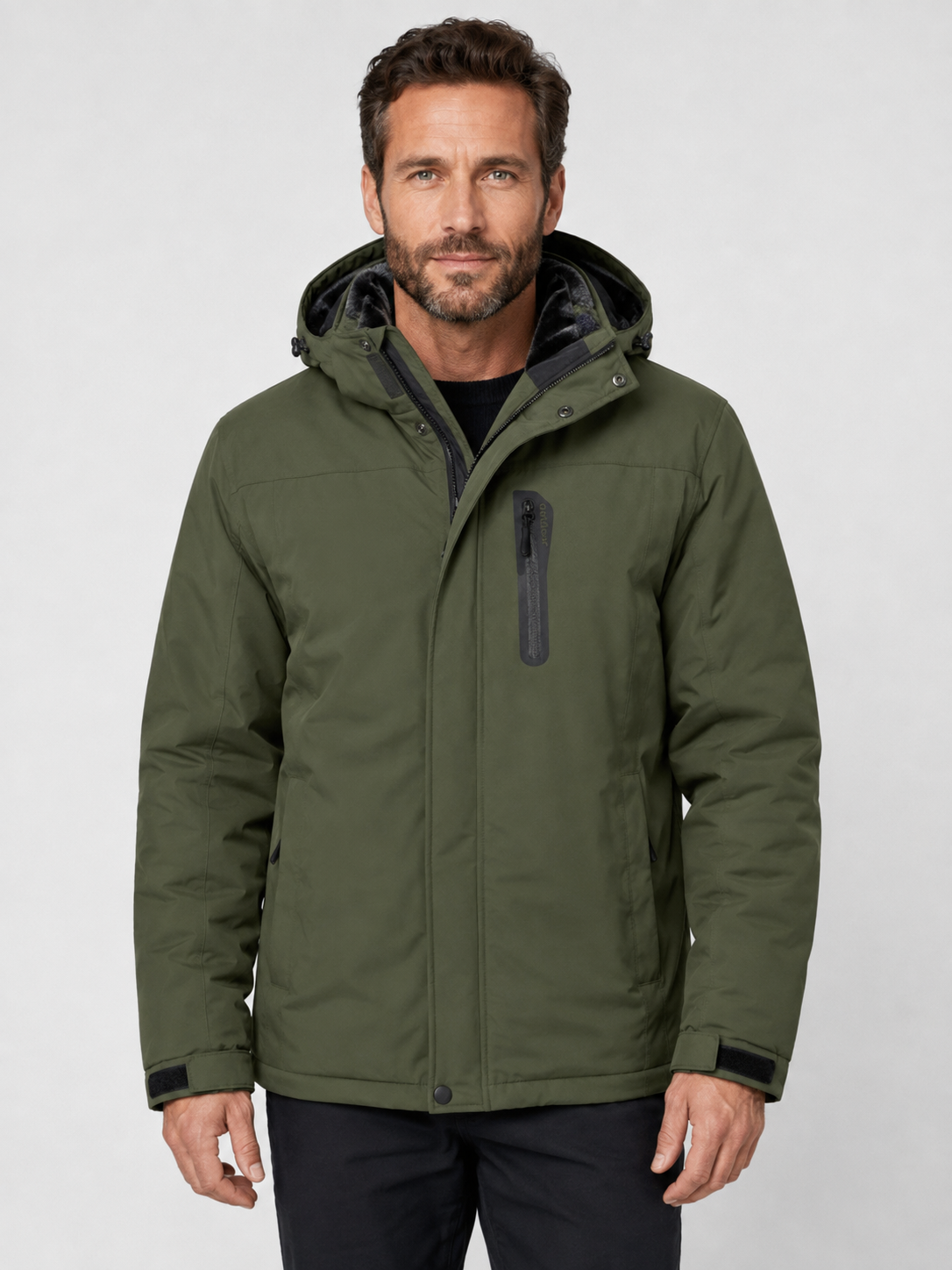 Men’s Hooded Parka Jacket with Textured Lining