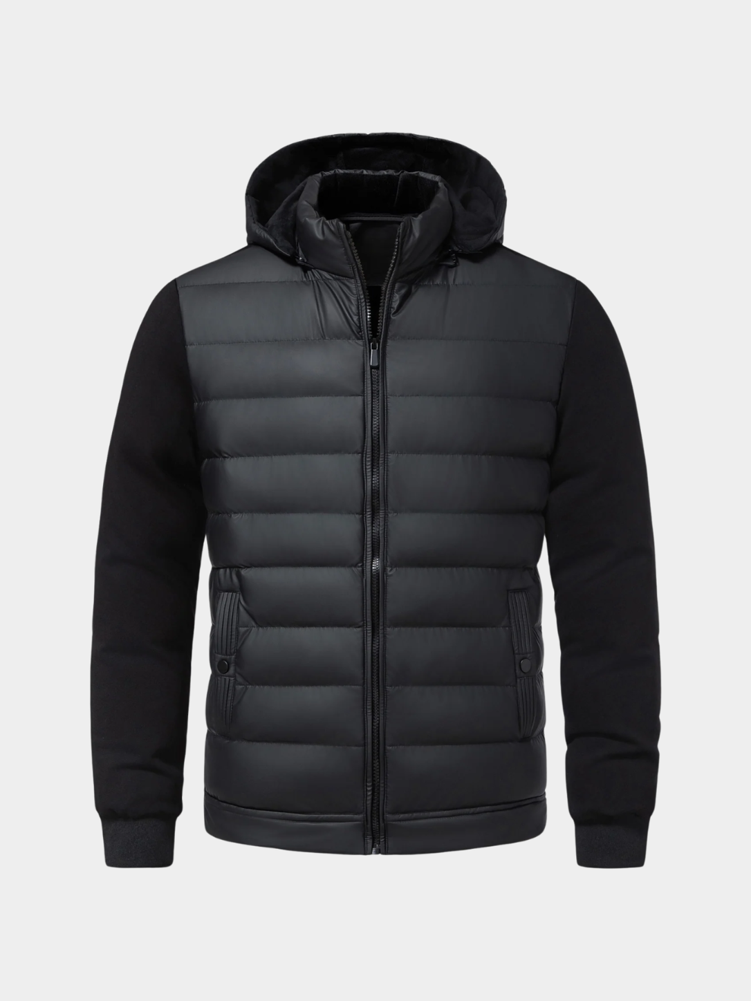 Men’s Hybrid Puffer Jacket with Hood and Full Zip