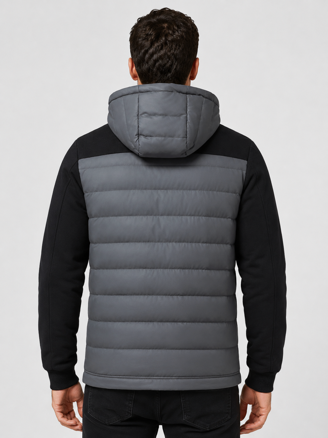 Men’s Hybrid Puffer Jacket with Hood and Full Zip