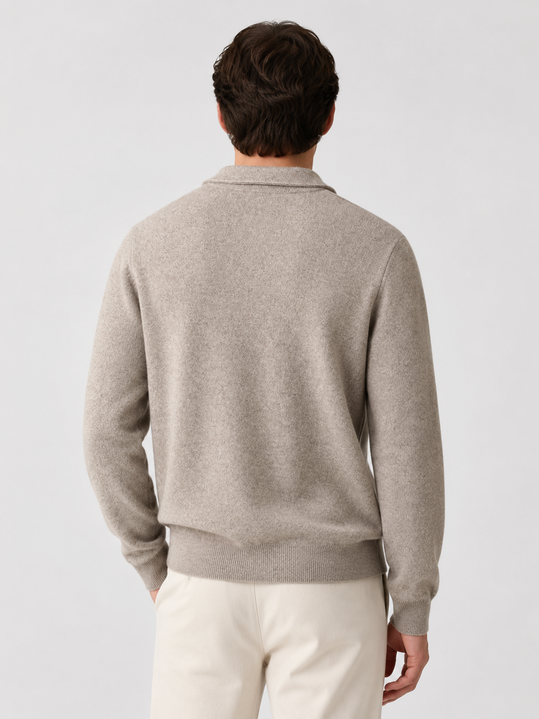 Men’s Knit Cardigan with Zip Front and Polo Collar
