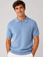 Men’s Knit Polo Shirt with Button Placket and Short Sleeves