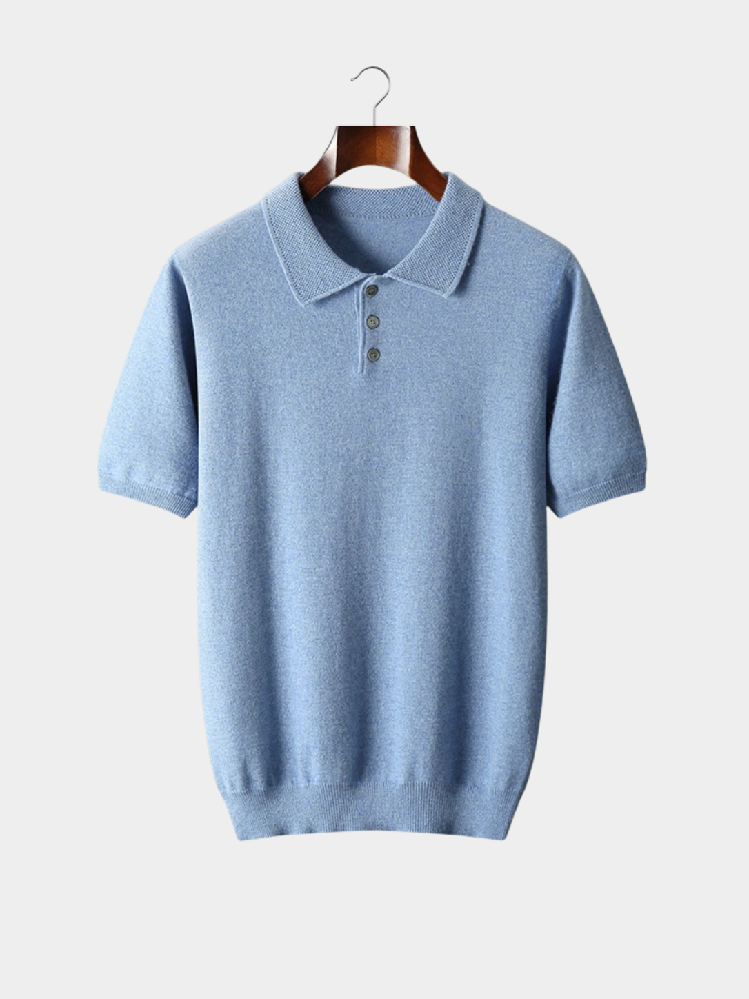 Men’s Knit Polo Shirt with Button Placket and Short Sleeves