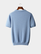 Men’s Knit Polo Shirt with Button Placket and Short Sleeves